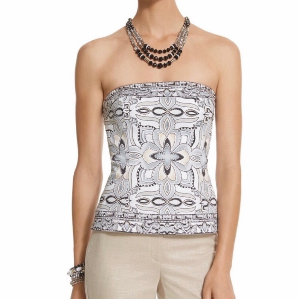 WHBM Print Bustier White Black 0P